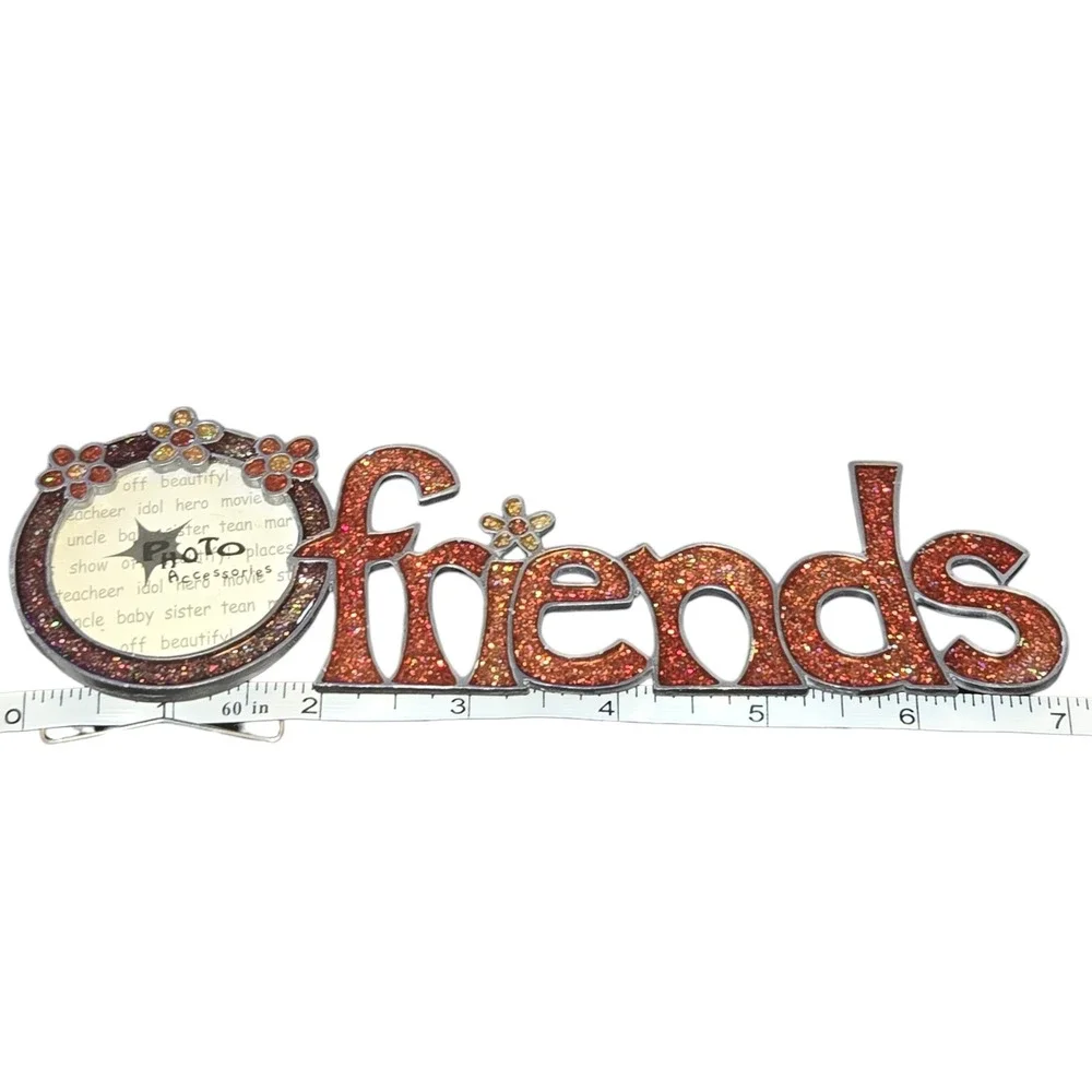 Photo Accesories Friends Y2K Picture Frame 2X2 Photo Orange Glitter Floral Metal